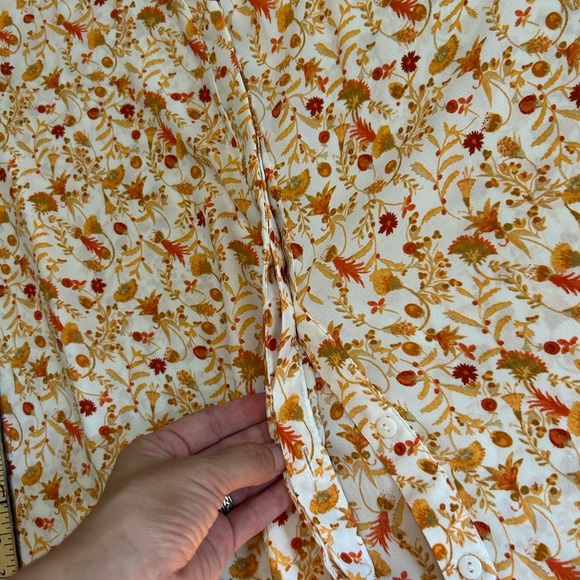 Rose & Olive Womens Button Down 2X Semi-Sheer Flutter Sleeve Floral - Picture 8 of 11